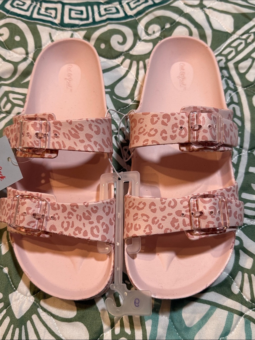NWT Cat & Jack Pink Leopard-Print Slide Sandals